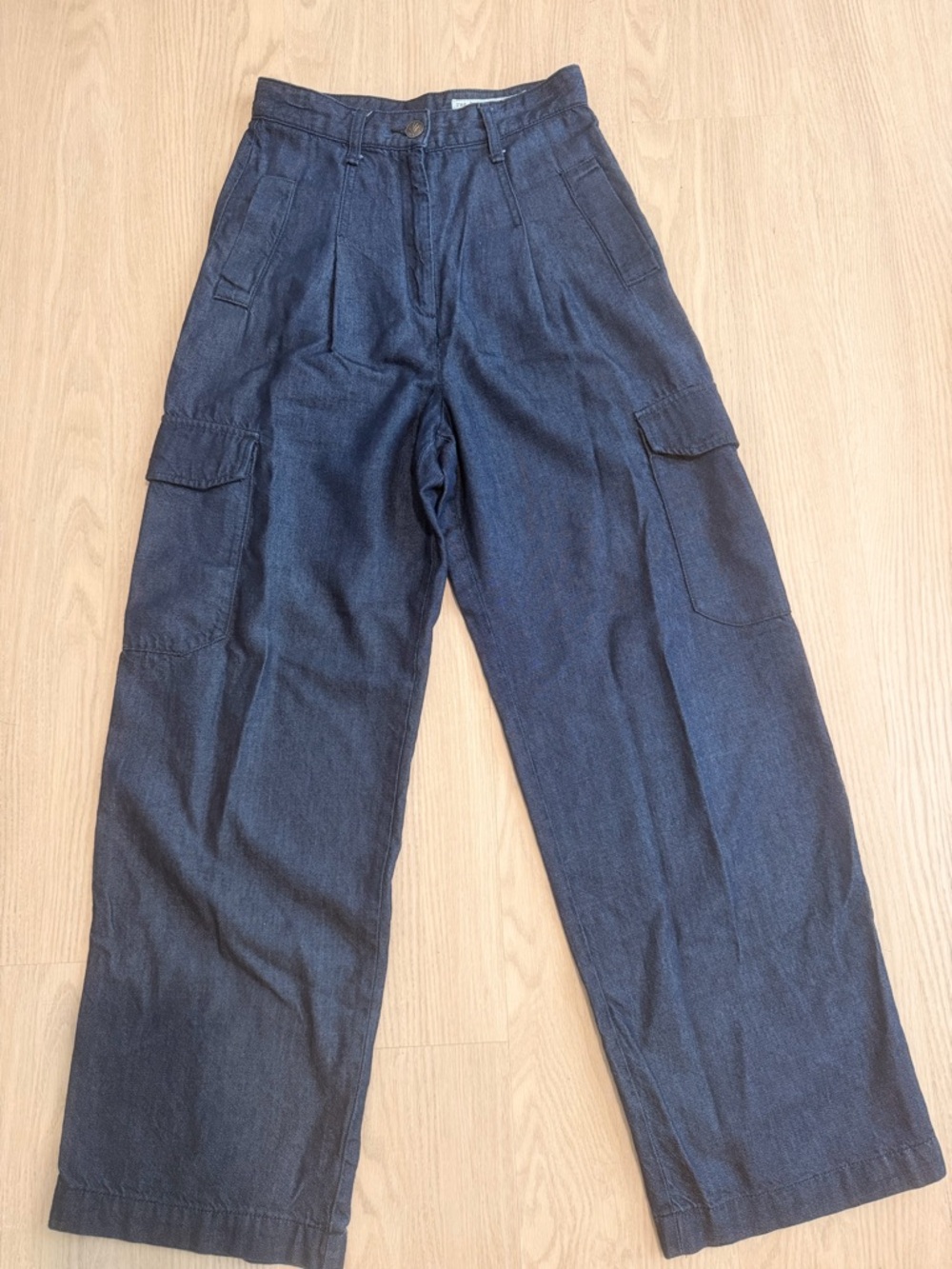 rag & bone Women's Dark Blue Wide-Leg Cargo Jeans